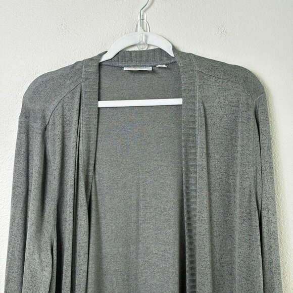 Belle By Kim Gravel Brushed Knit Duster Cardigan Rib Trim Size XL Green Pockets - Picture 2 of 12